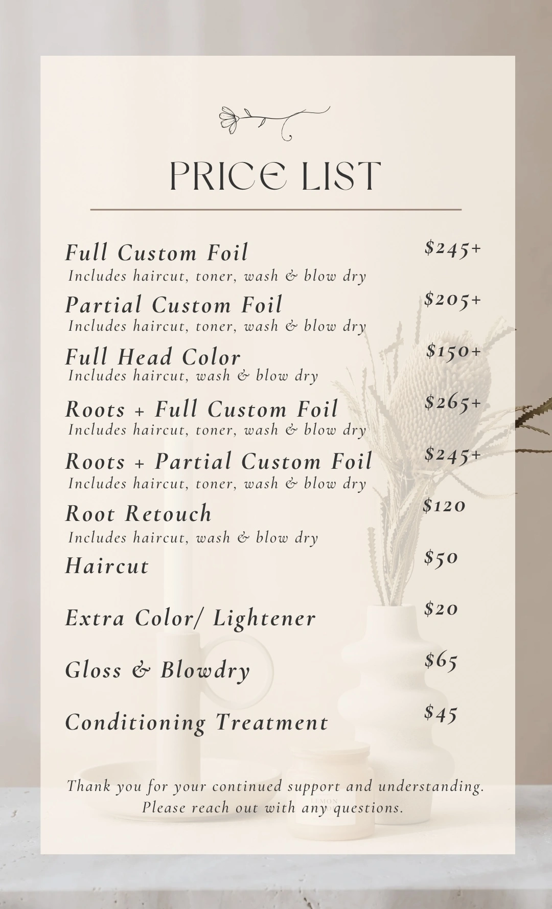 Color/Blonding Prices